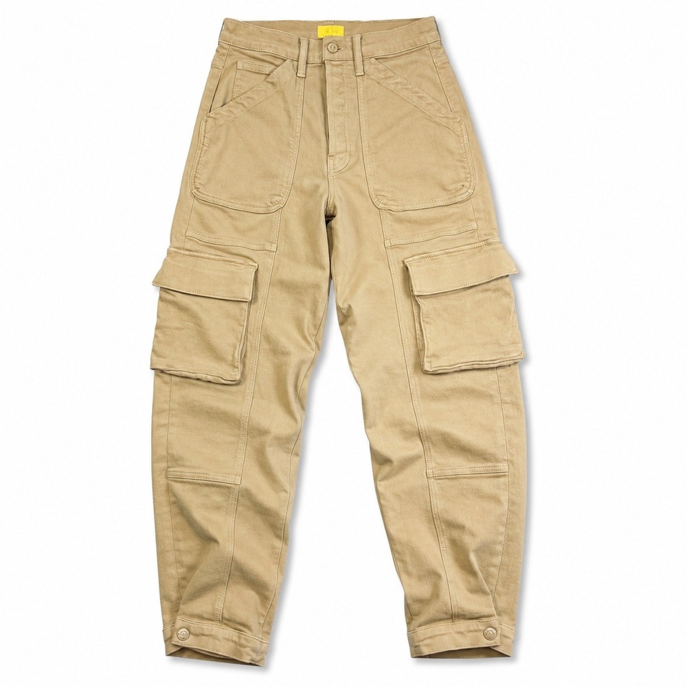 Mother Denim The Catch All Cargo Pants Tan Khaki High Rise Tapered Size 27